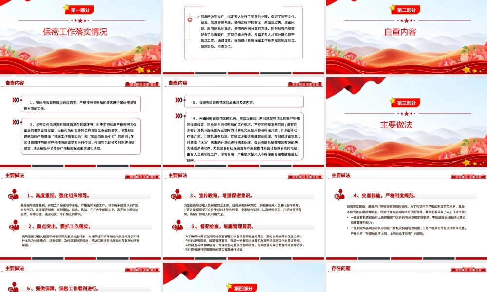 2025某局保密工作自查自评报告PPT模板.pptx