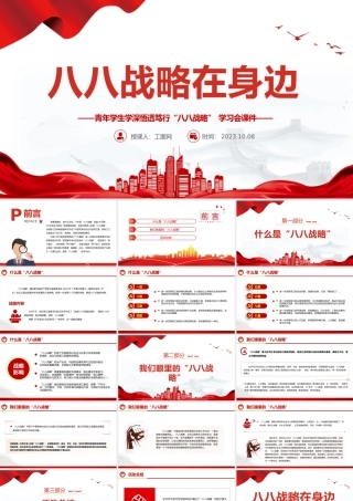 八八战略在身边PPT红色精美青年学生学深悟透笃行八八战略学习会课件.pptx