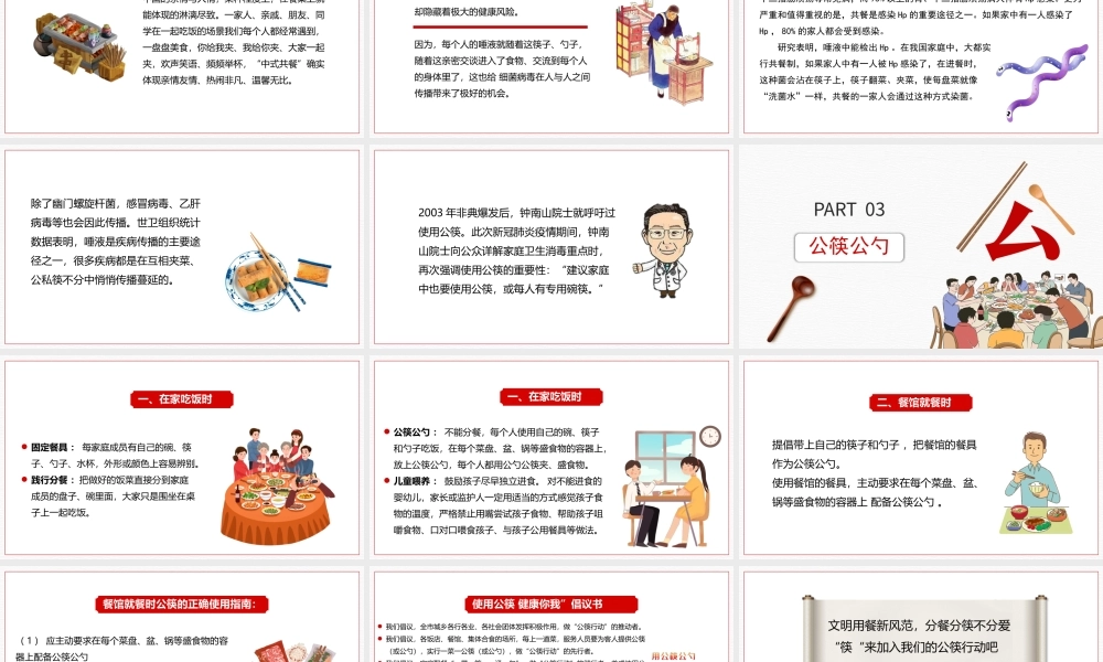 白色简约公筷公勺吃饭新时尚健康好习惯ppt.pptx