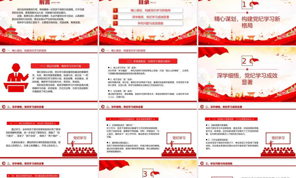 大气创意2024年党纪学习成效汇报材料PPT下载.pptx