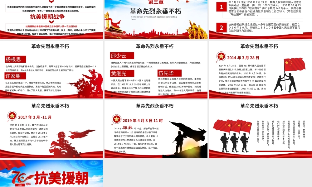 大气红色纪念抗美援朝胜利70周年PPT课件..pptx