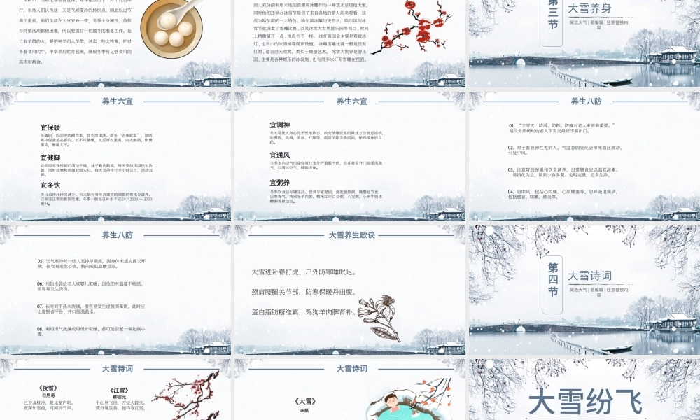大雪节气PPT传统冬日风大雪纷飞二十四节气传统文化教育课件.pptx