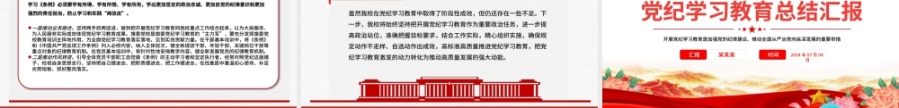 党纪学习教育总结汇报PPT精美创意2024年党政部门工作总结模板.pptx