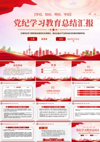 党政部门2024年党纪学习教育总结汇报PPT模板课件.pptx