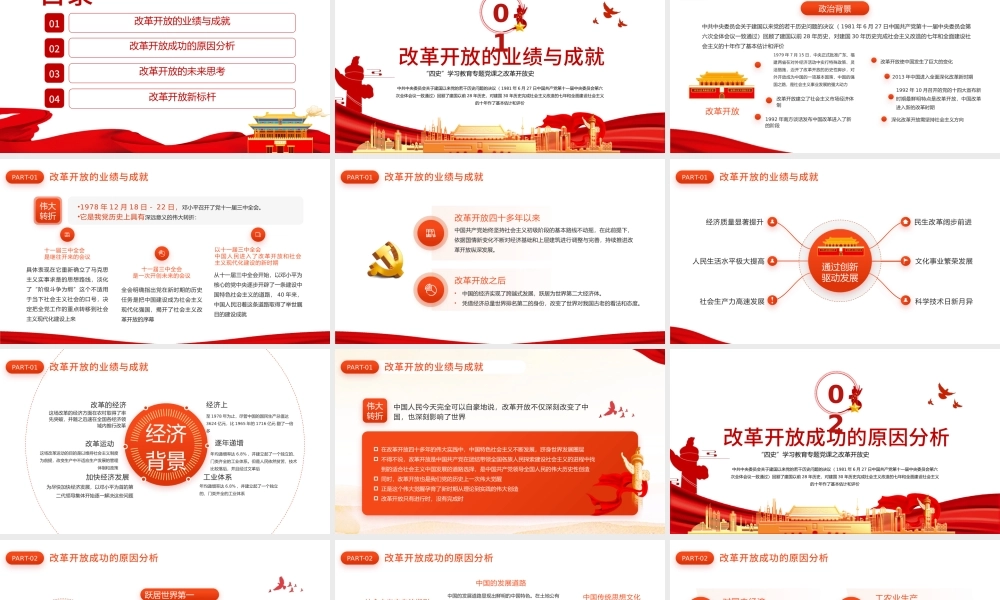改革开放43周年PPT中国党政风党员干部学习教育专题党课课件模板.pptx