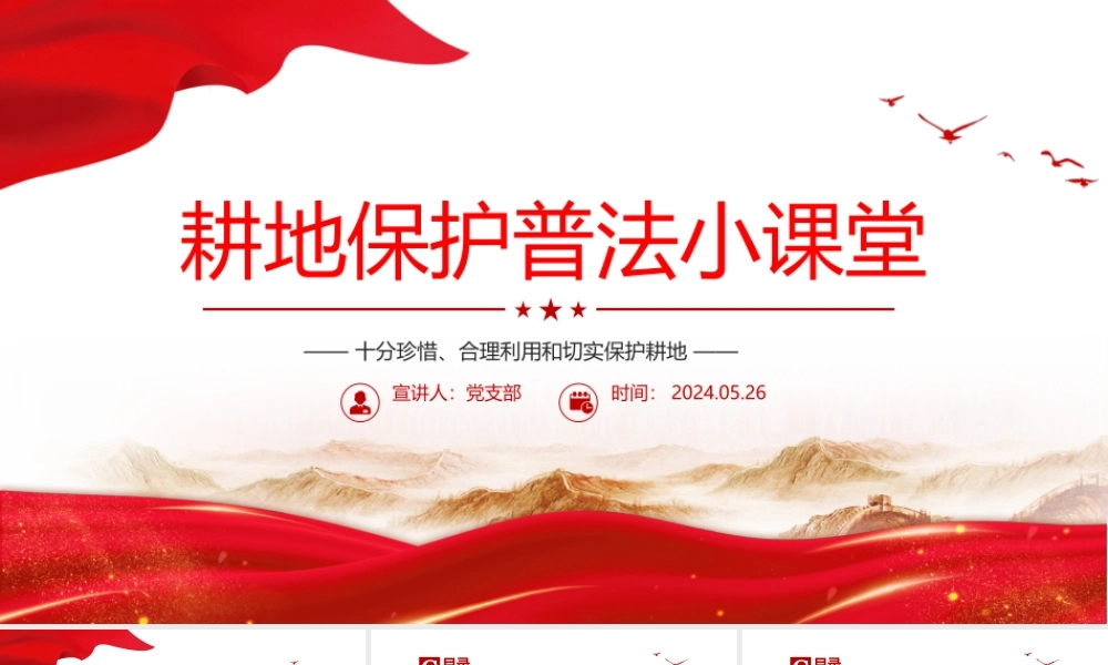 耕地保护普法PPT到党政风十分珍惜合理利用和切实保护耕地课件.pptx