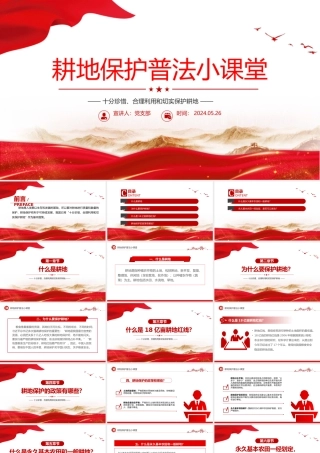 耕地保护普法PPT到党政风十分珍惜合理利用和切实保护耕地课件.pptx