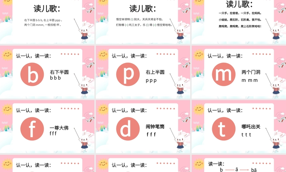 bpmfdtnl一年级拼音教学PPT模板.pptx