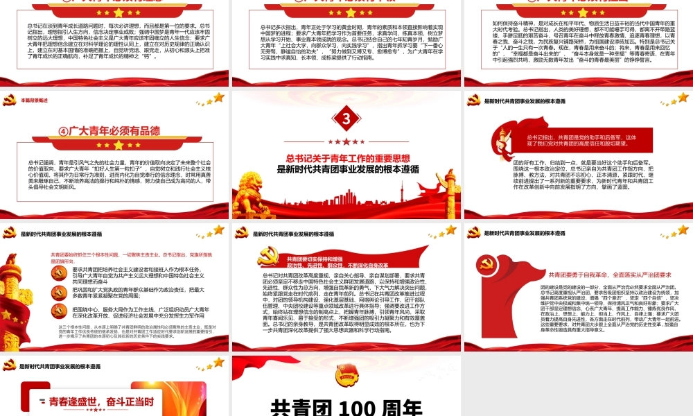 共青团100周年青年工作的重要思想PPT专题团课课件模板.pptx