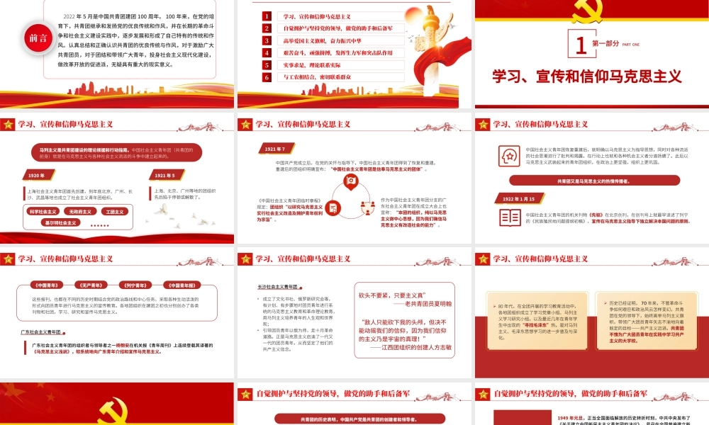 共青团的优良传统与作风PPT红色精品2022年共青团团委团支部团员学习团课课件模板.pptx