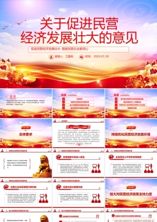 关于促进民营经济发展壮大的意见PPT红色党政风促进民营经济发展壮大提振民营企业家信心专题党课课件.pptx