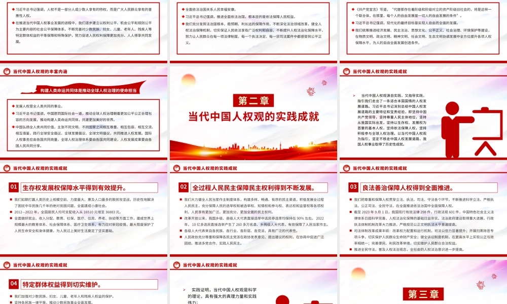 弘扬和践行当代中国人权观PPT红色简洁当代中国人权观的丰富内涵实践成就全球贡献及发展动力课件.pptx