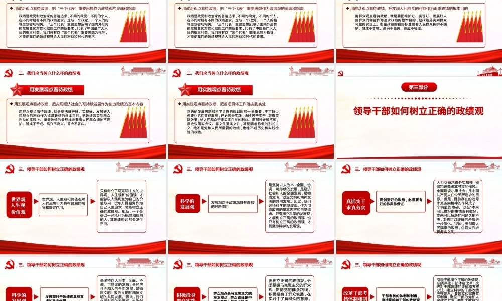红色简洁大气树立正确的政绩观党建专题教育党课PPT模板.pptx
