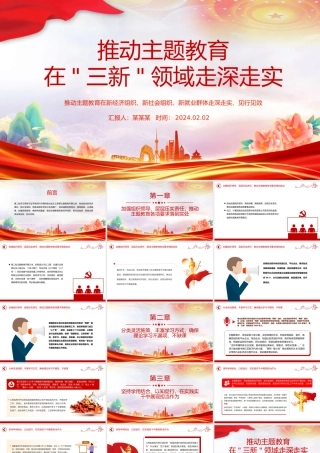 红色简洁三新领域主题教育经验做法PPT党课.pptx