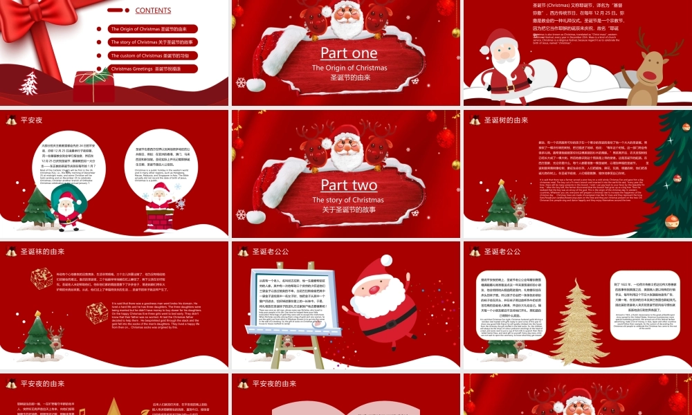 红色浪漫圣诞节介绍英文课件.pptx