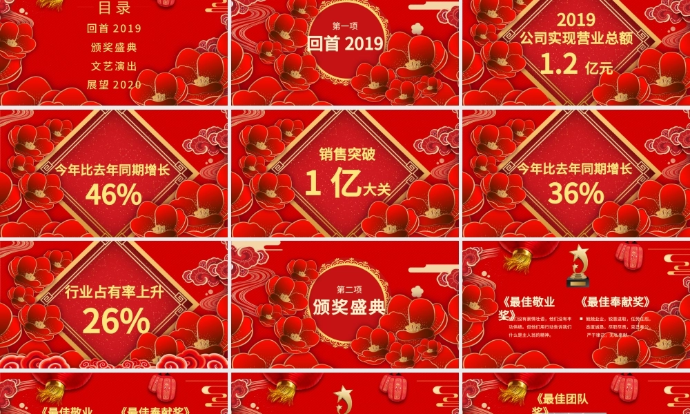 红色中国风喜庆2020开门红PPT模板.pptx