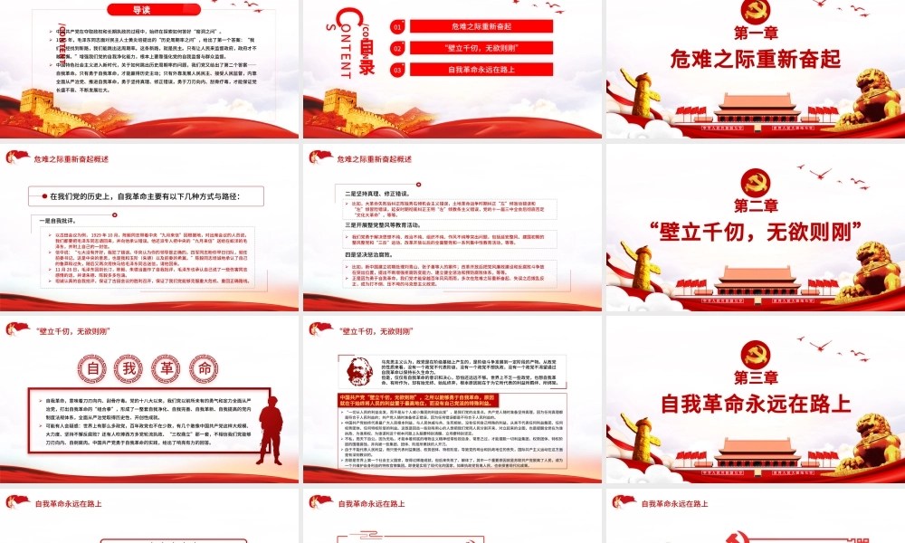 继续保持自我革命 独特政治优势 PPT 红色 党政风 党员 干部 学习 教育 专题 党课 课件 模板 保持自我革命.pptx
