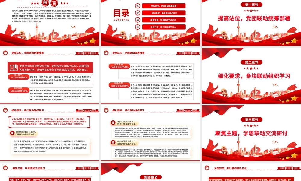 坚持“两手抓”用好“四联动”稳妥有序推进团员和青年主题教育PPT党政风抓实全省团员和青年主题教育党课课件模板.pptx