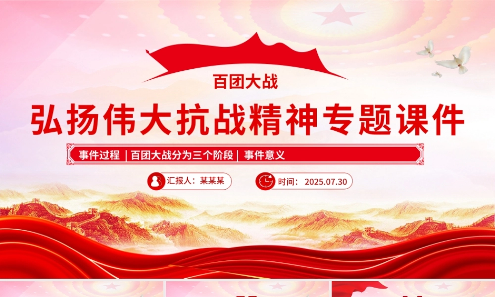 简洁大气百团大战PPT弘扬伟大抗战精神专题课件.pptx