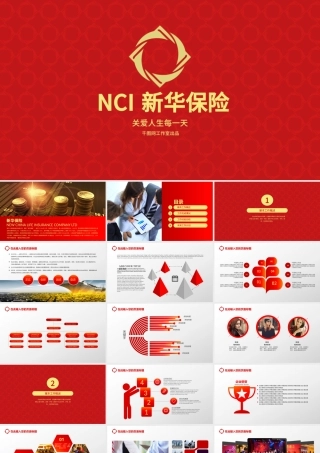 简洁高雅商务风新华保险专用PPT模板.pptx