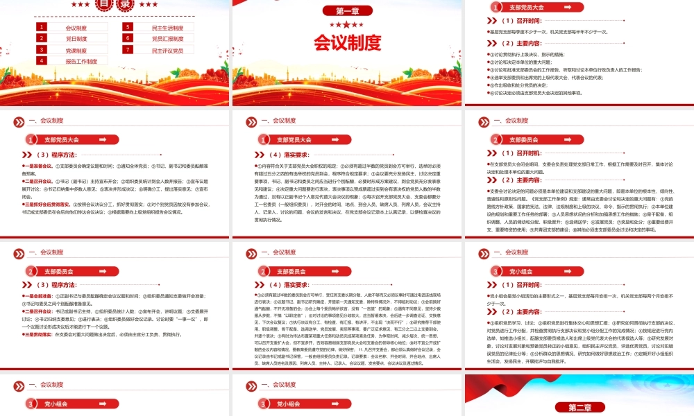 简洁实用党支部七项组织生活制度PPT党课.pptx