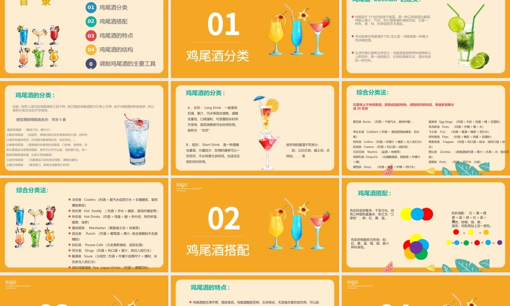 简约风格鸡尾酒调制实用调酒师培训PPT课件.pptx