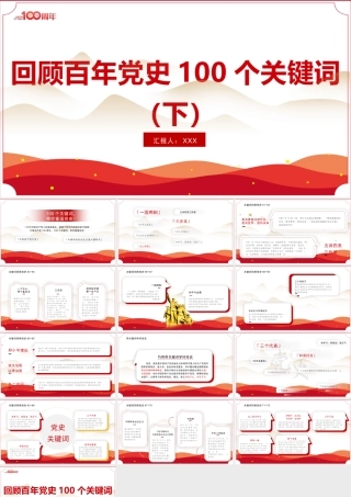 建党100周年回顾百年党史100个关键词PPT模板（下）.pptx