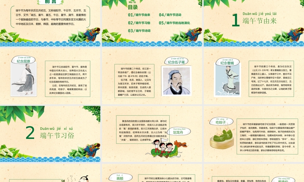 精美创意汉族传统节日端午节节日介绍PPT下载.pptx