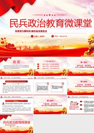 精美大气民兵政治教育微课堂PPT课件.pptx