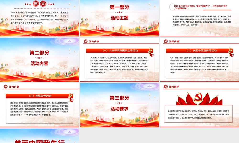 精美时尚美丽中国我先行PPT2025年六五环境日宣传课件.pptx