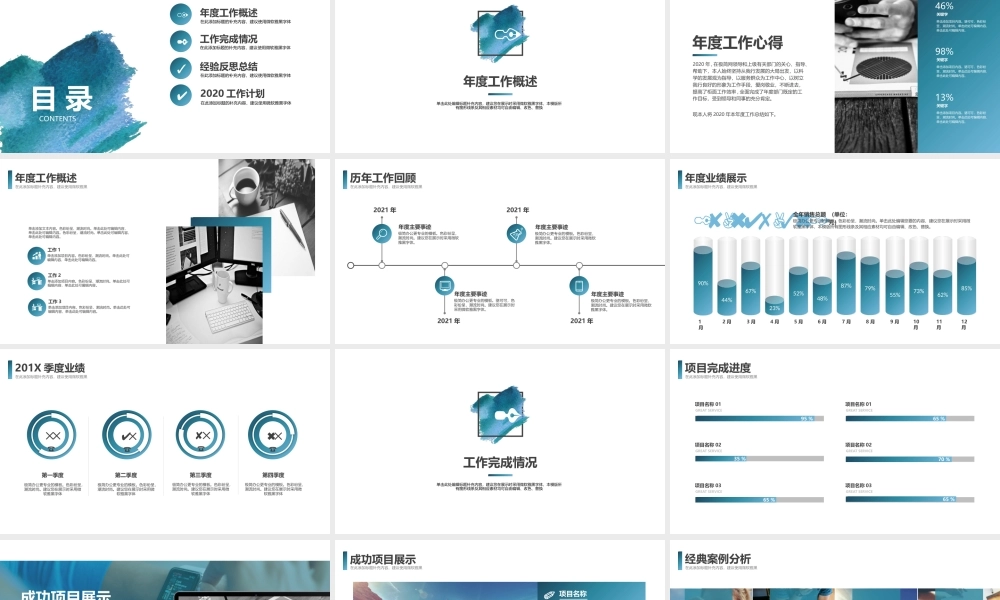 蓝色简约风水彩年终总结汇报PPT模板.pptx