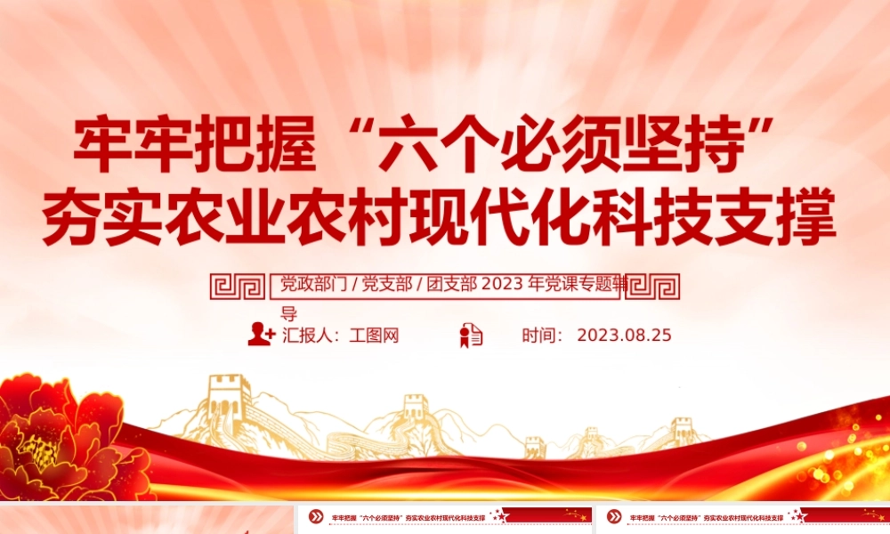 牢牢把握六个必须坚持PPT红色大气夯实农业农村现代化科技支撑课件.pptx