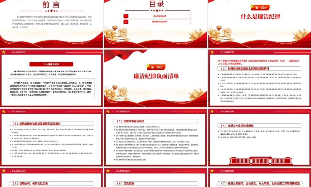 廉洁纪律PPT红色大气党的六大纪律学习解读党课课件.pptx