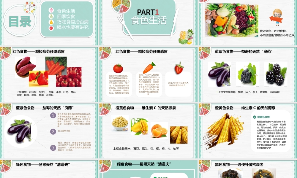 绿色简约清新健康生活饮食常识ppt.pptx