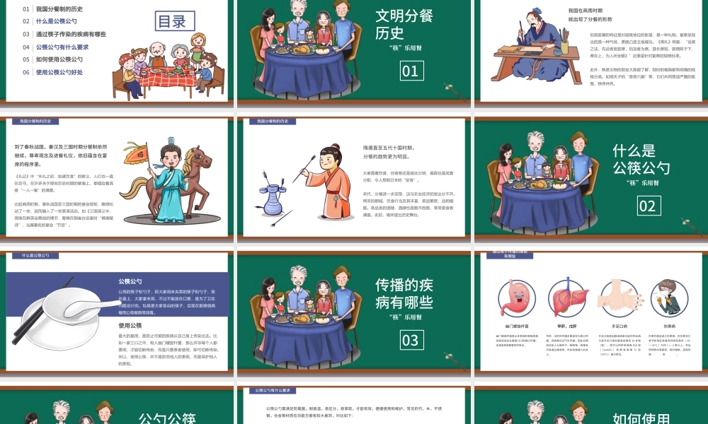 绿色齐家团圆分餐不分爱筷乐用餐倡导公筷公勺文明用餐ppt.pptx
