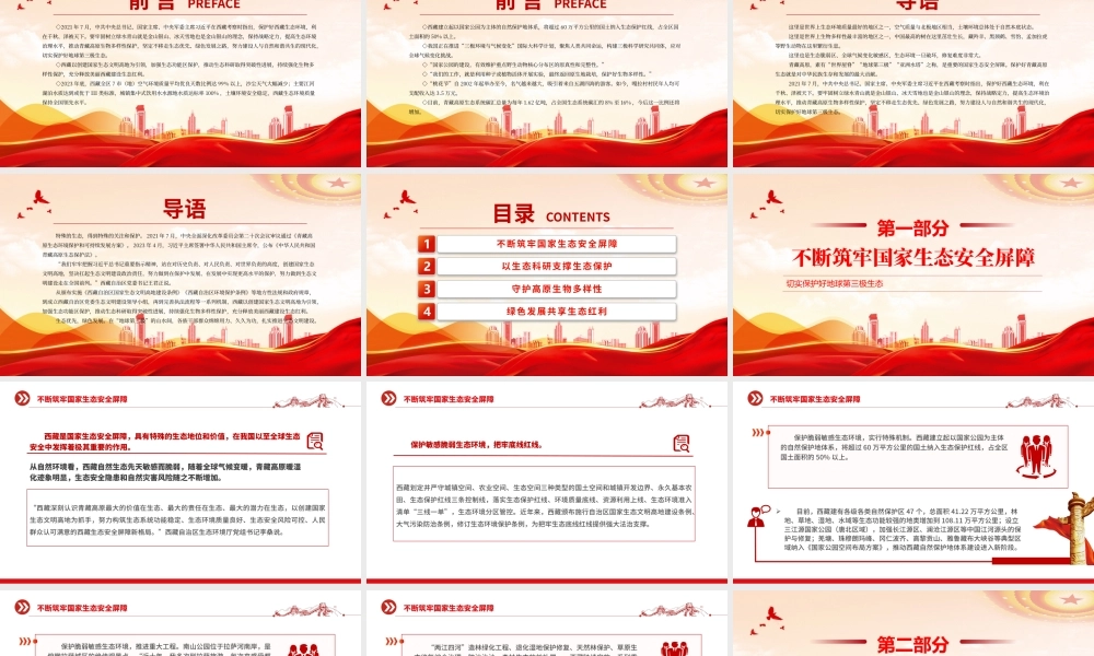 青藏高原生态保护PPT红色精美切实保护好地球第三极生态课件下载.pptx