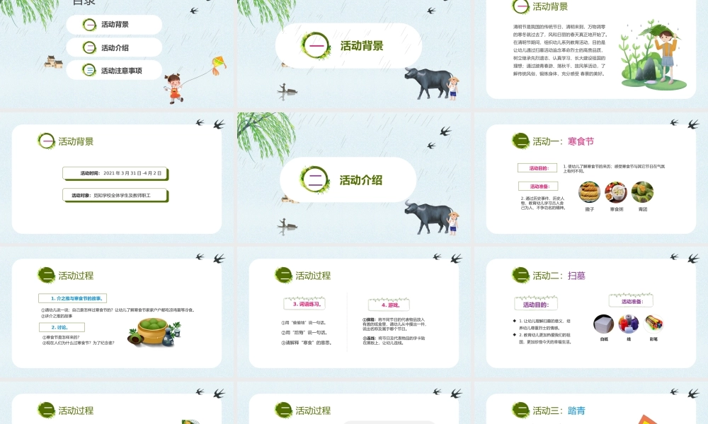 清明节PPT绿色卡通中国传统节日活动策划主题班会通用模板.pptx