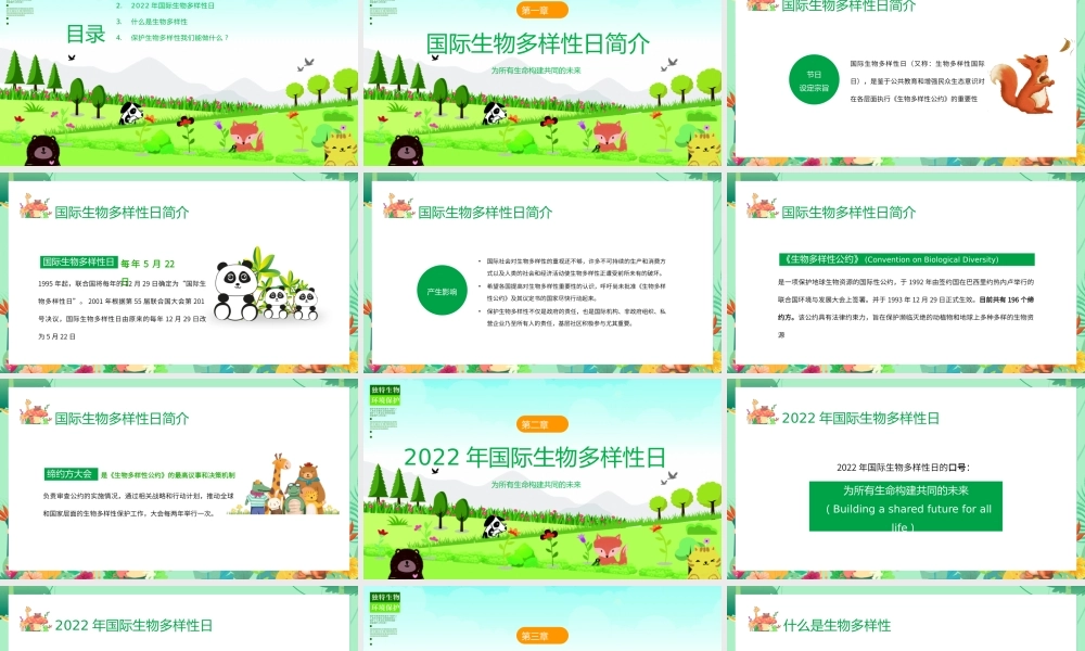 清新卡通国际生物多样日介绍PPT.pptx