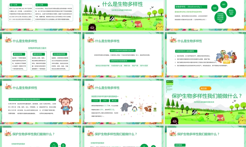 清新卡通国际生物多样日介绍PPT.pptx