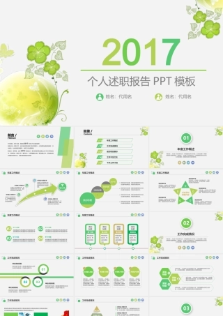 清新绿色2017个人述职报告PPT模板.pptx