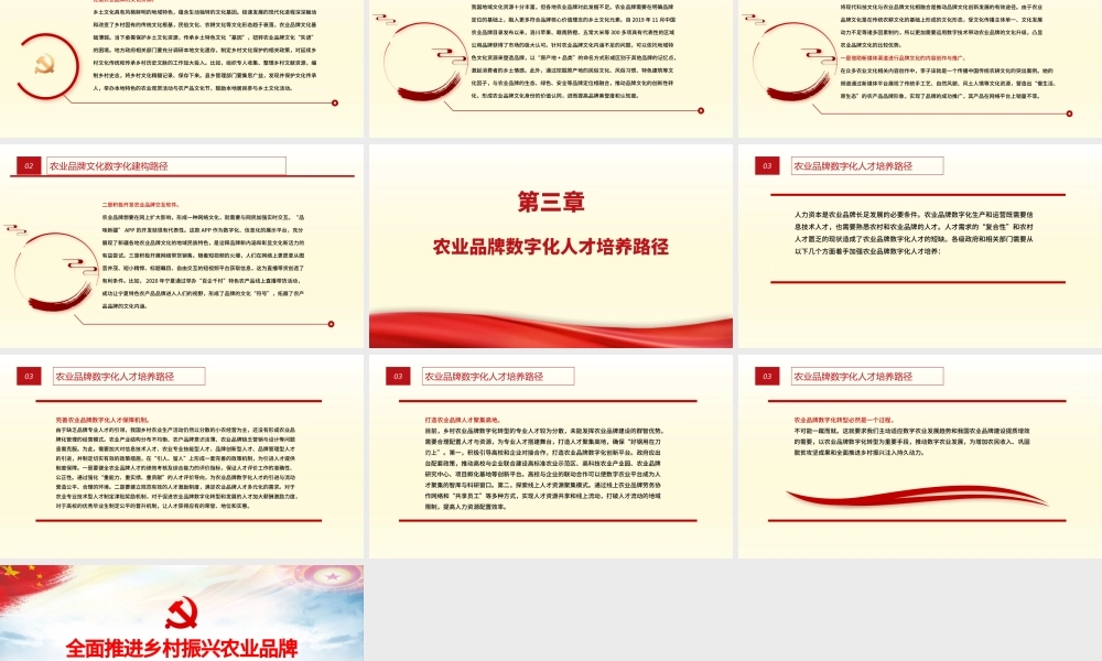 全面推进乡村振兴PPT大气简洁农业品牌数字化转型的实现路径农村基层党课.pptx