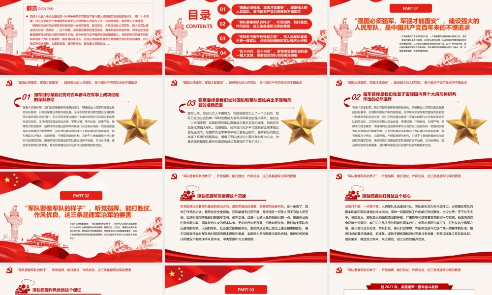 全面准确把握党在新时代的强军目标PPT红色大气党员干部深入学习《决议》专题党课课件模板.pptx