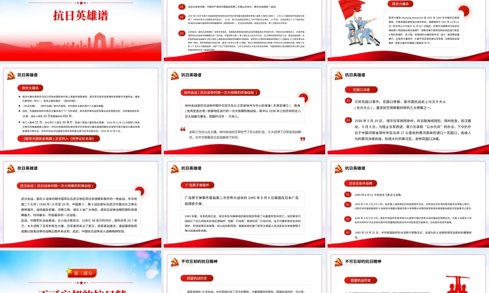 日本无条件投降PPT红色党建风铭记历史缅怀先烈党课课件模板.pptx