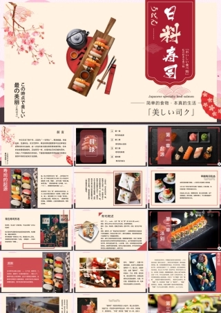 日系相册风日料寿司的形成与发展PPT模板.pptx