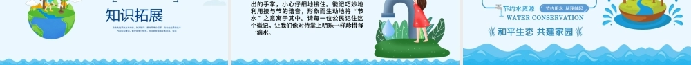 世界水日PPT蓝色卡通风珍惜水资源主题班会通用模板.pptx