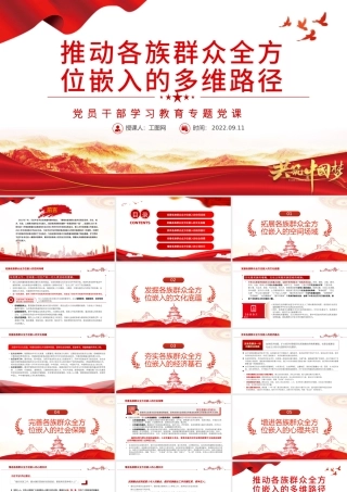 推动各族群众全方位嵌入的多维路径PPT党政风党员干部学习教育专题党课.pptx