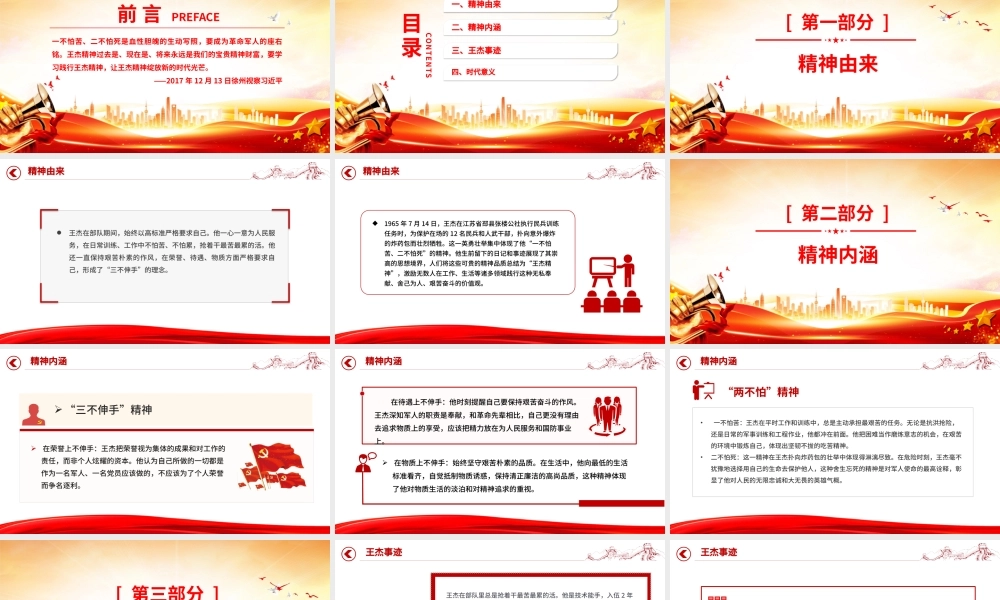 王杰精神解读PPT中国共产党人的精神谱系党课下载.pptx