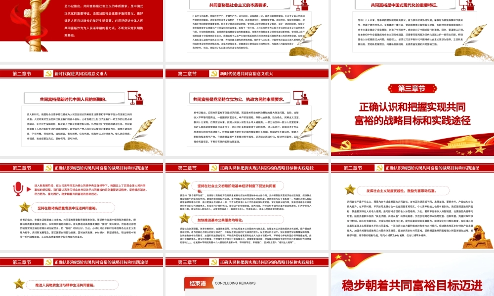 稳步朝着共同富裕目标迈进PPT红色党政风实现共同富裕专题党课课件模板.pptx