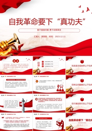 勇于自我革命PPT大气精美在改造主观世界树立问题意识付诸实际行动上下功夫微党课课件.pptx