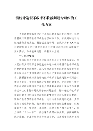 镇统计造假不收手不收敛问题专项纠治工作方案.docx